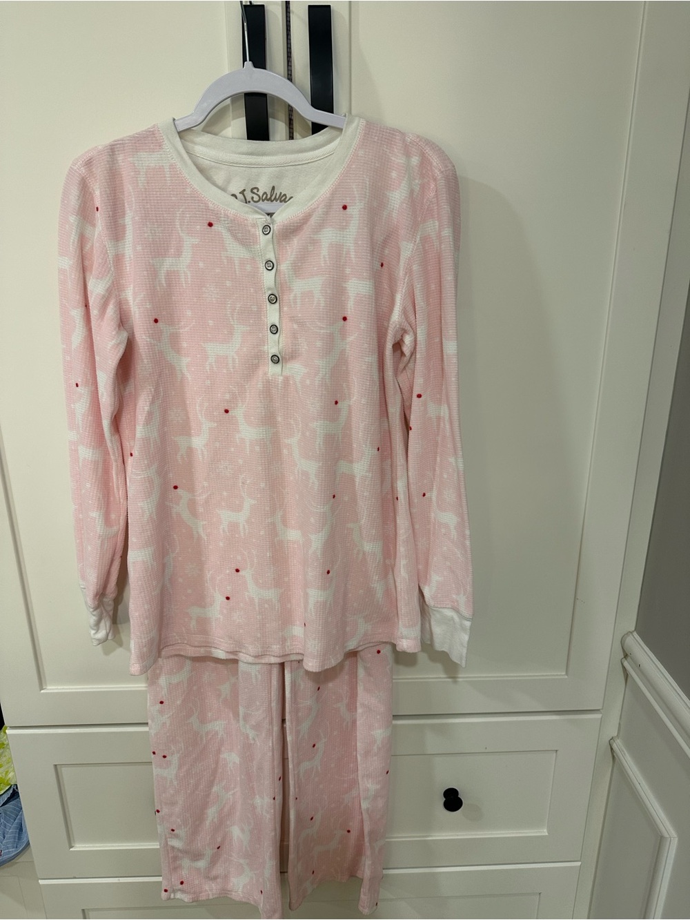 PJ Salvage Pink Reindeer Thermal Pajama Set